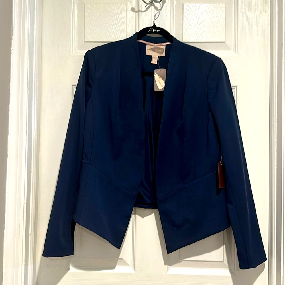 Navy Blue Open Front Lined Blazer